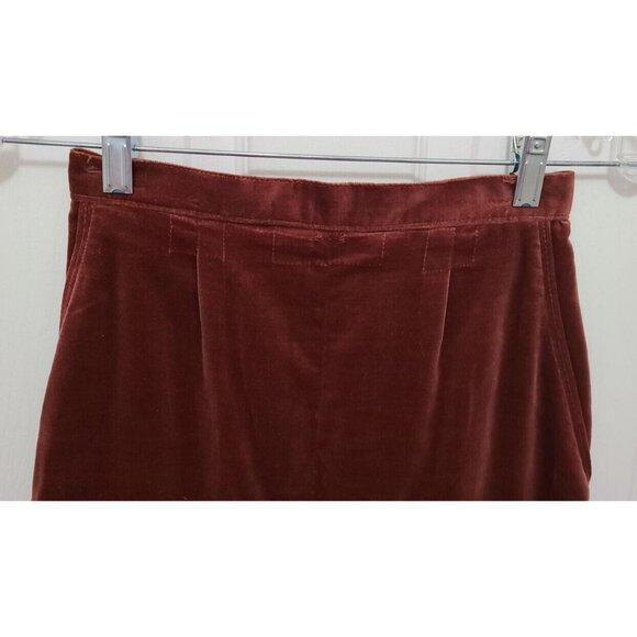 Vtg 70s Bronson of California Midi Skirt Rust Red Velvet Cottagecore Folk Sz 5/6 - Picture 2 of 12